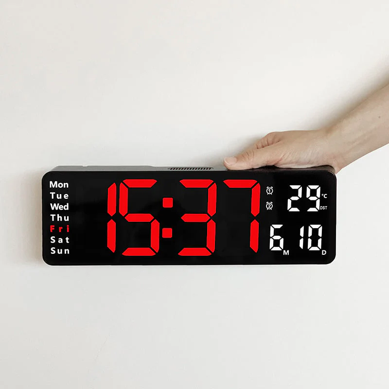 ⚡13" Large Digital Clock with Temperature, Date, Auto DST, Night Light, Auto Brightness Dimmer - Image 12
