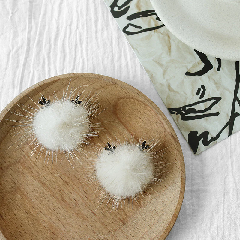 Christmas snowflake antler fur ball earrings - Image 4