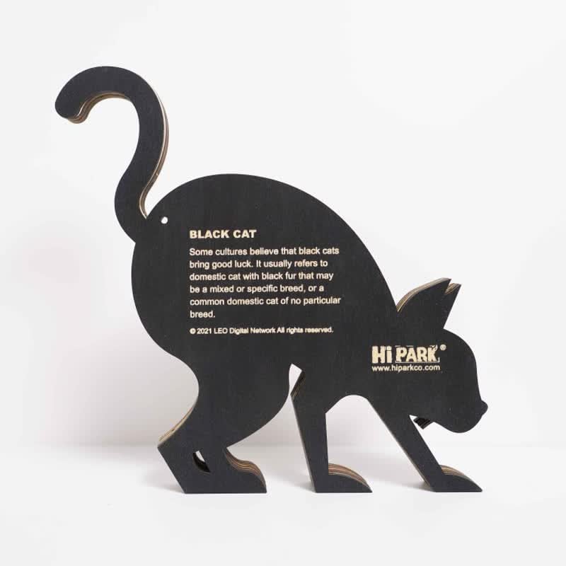 Animals Wooden Crafts Halloween Black Cat 3D Wall Statue Freestanding Art Decor - Image 3
