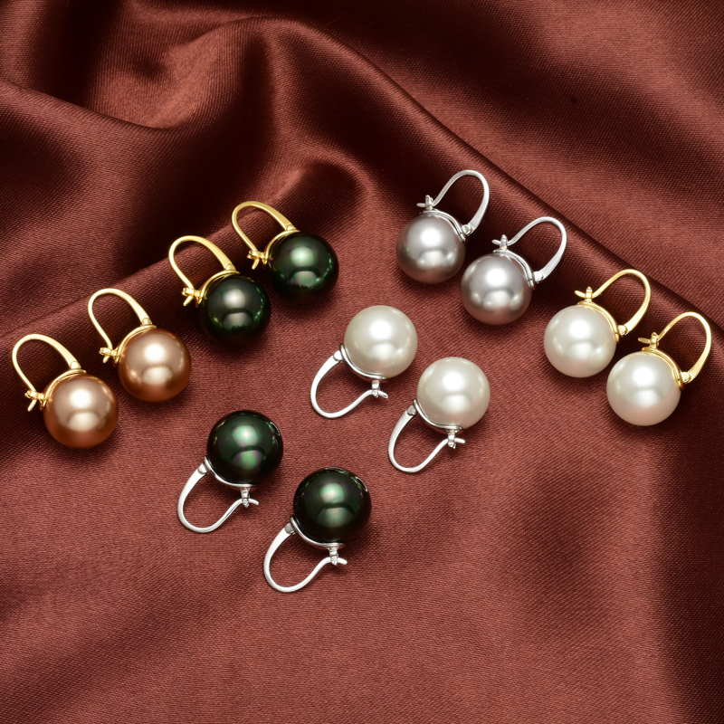 Black Pearl Earrings Available in White Champagne Grey Gold and Black Pearl Dangle Earrings - Image 3