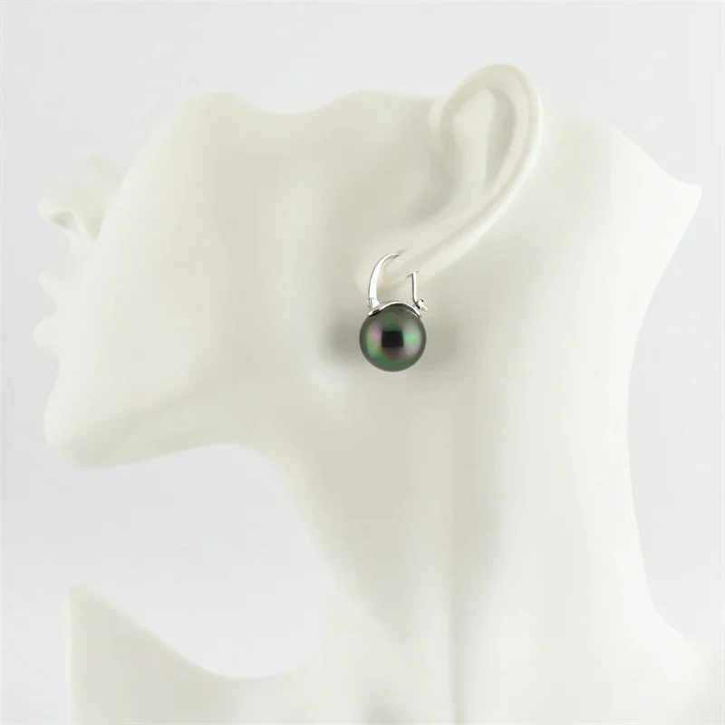 Black Pearl Earrings Available in White Champagne Grey Gold and Black Pearl Dangle Earrings - Image 8