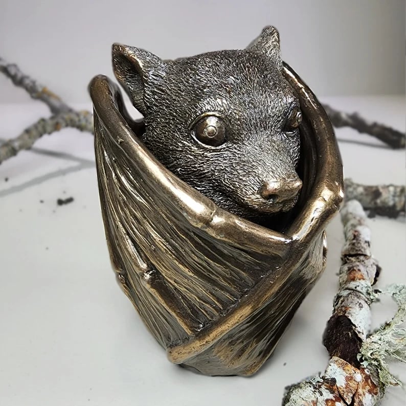 🦇💍Handmade🎁Bronze bat trinket cup, Gothic home decor, bat jewelry box - Image 4