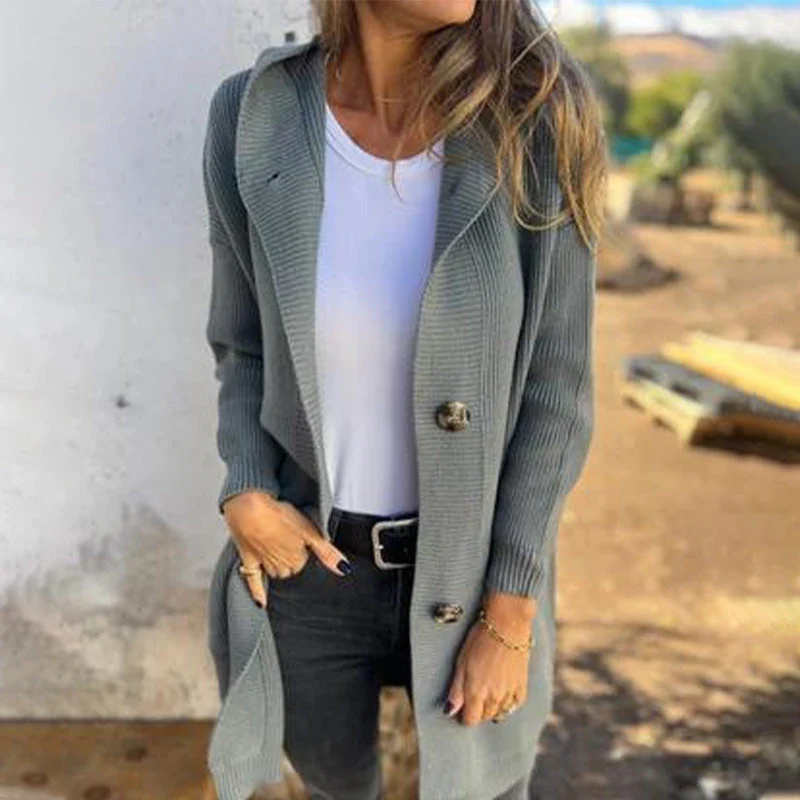 🌸Button-down cardigan with hood for women - Image 8