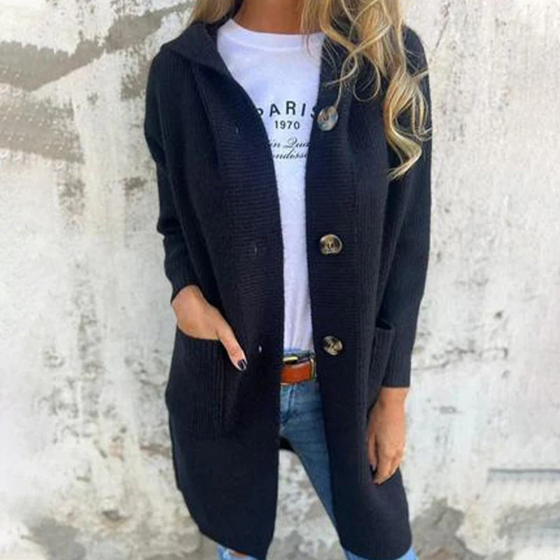 🌸Button-down cardigan with hood for women - Image 9