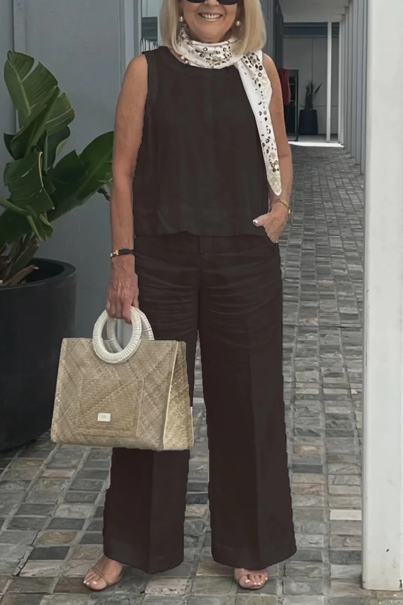 Cotton and linen sleeveless suit - Image 3