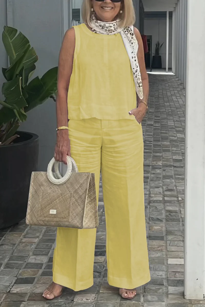Cotton and linen sleeveless suit - Image 4