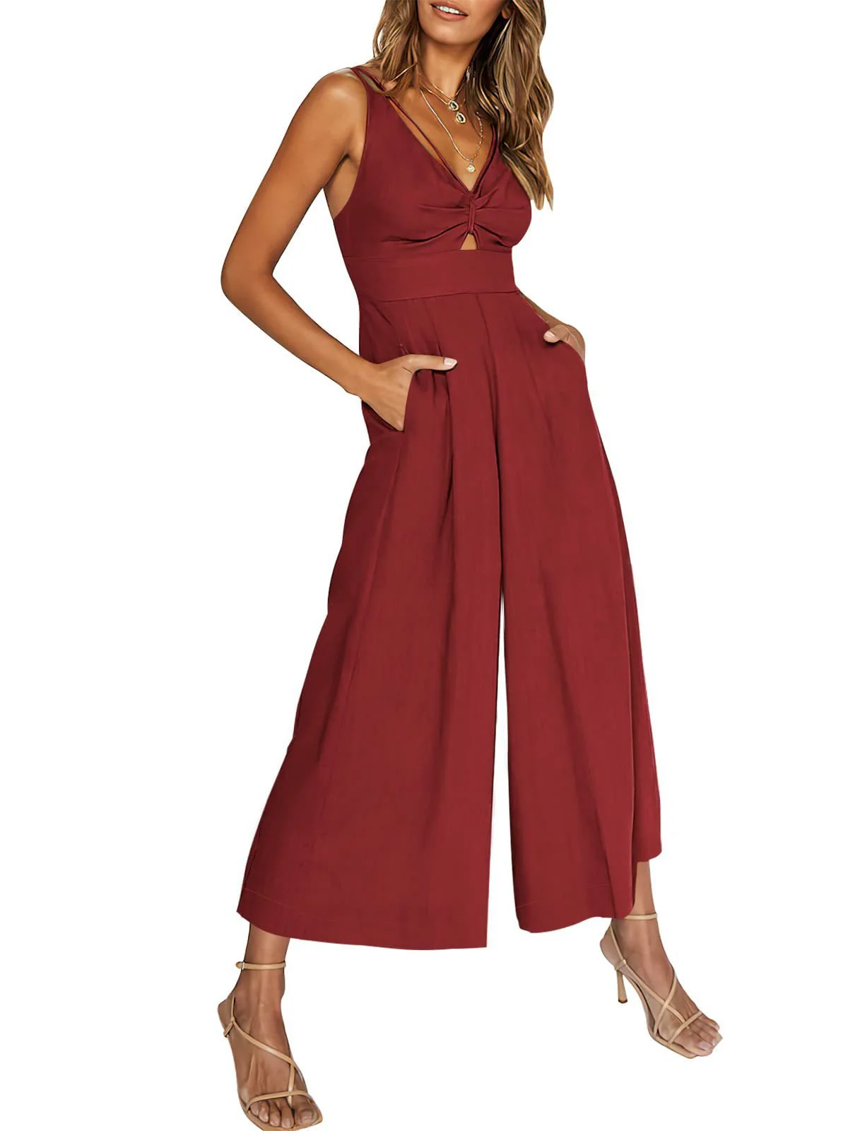 🔥Limited Time Hot Sale 🔥Hot Sales V Neck Cutout High-Waist Jumpsuits - Image 22