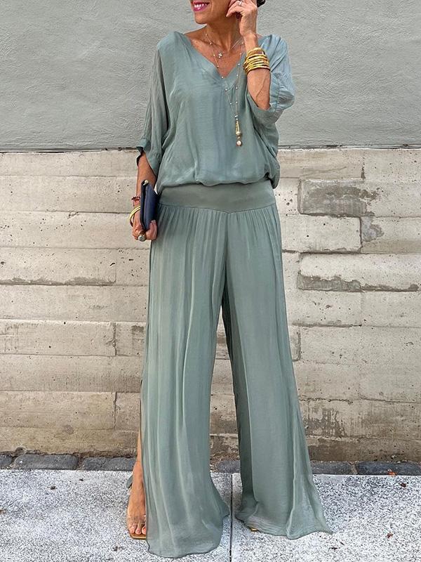 Elegant chiffon wide-leg pants two-piece set - Image 8