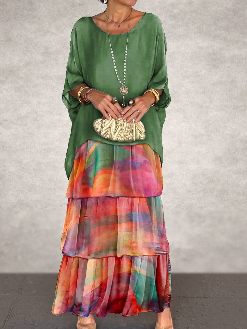 Elegant Solid Flounce O Neck A Line Dresses - Image 14