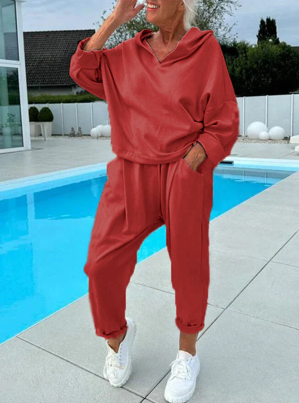 🎉Two-piece women's hoodie set in solid colors - Image 2