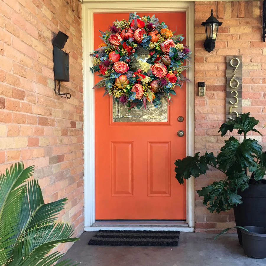 🔥Fall Peony and Pumpkin Wreath - Year Round Wreath - Image 12