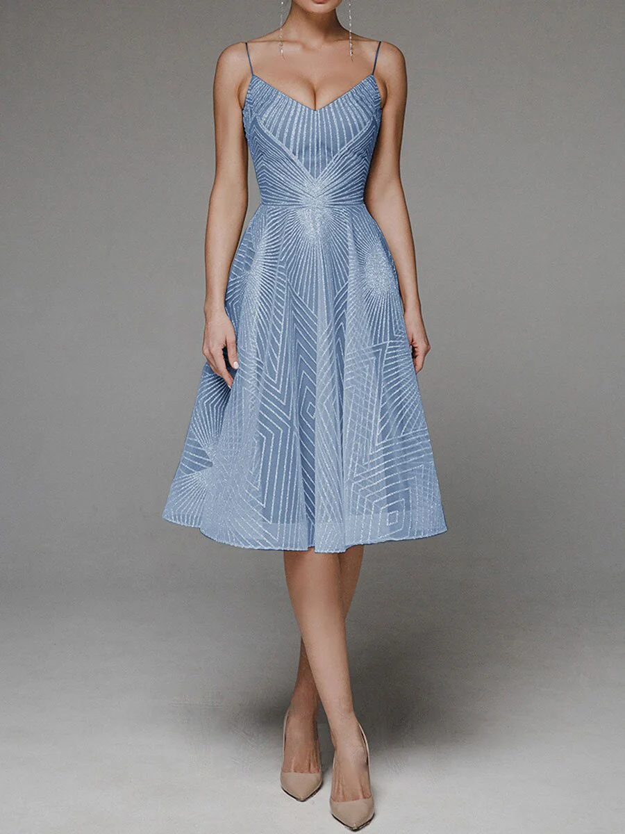 Fashion V Neck Sling A-Line Dress - Image 3