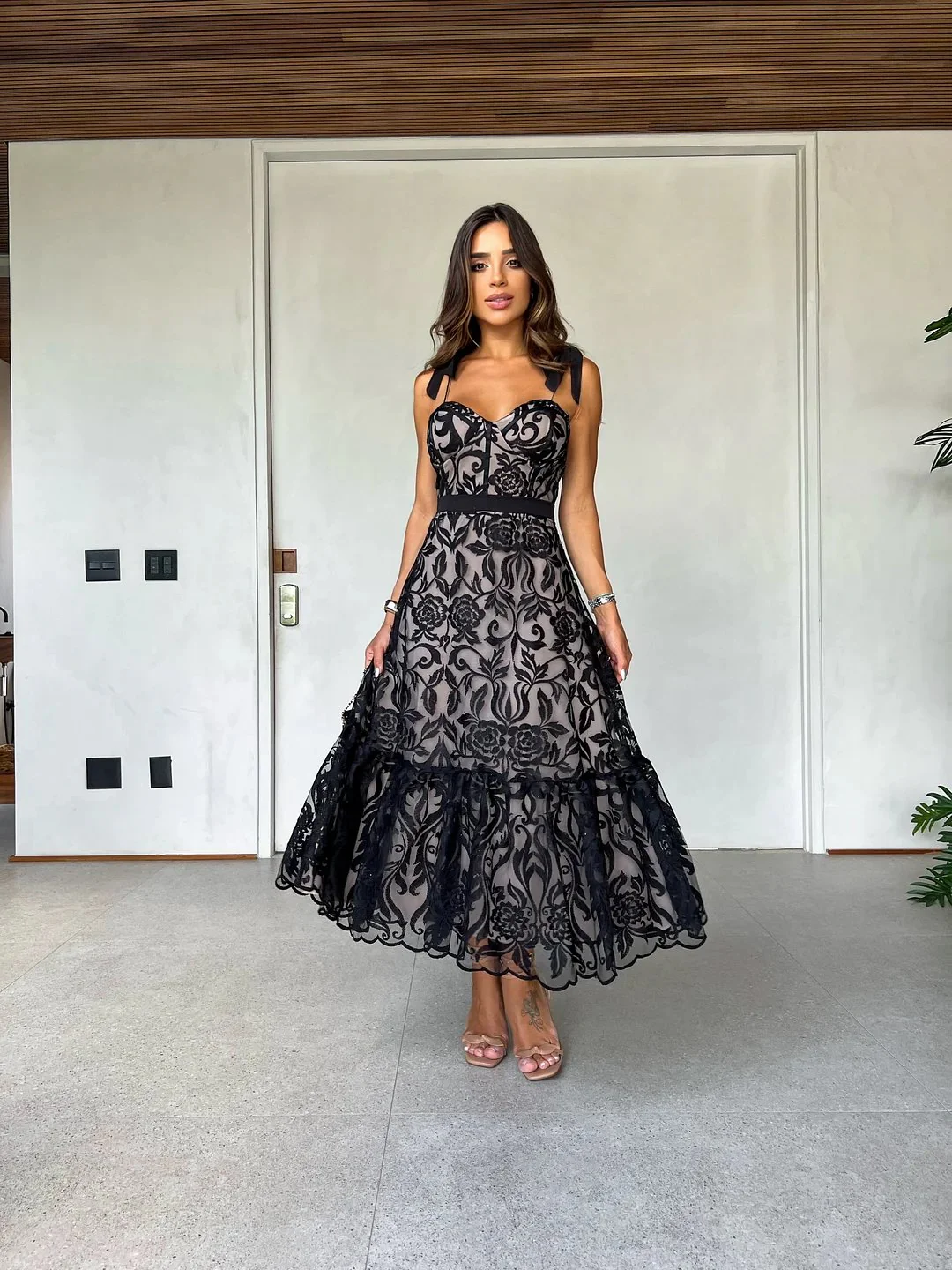 HOT SALE ✨ Black Printed Sleeveless Midi Dress - Buy two and get free shipping! - Image 2