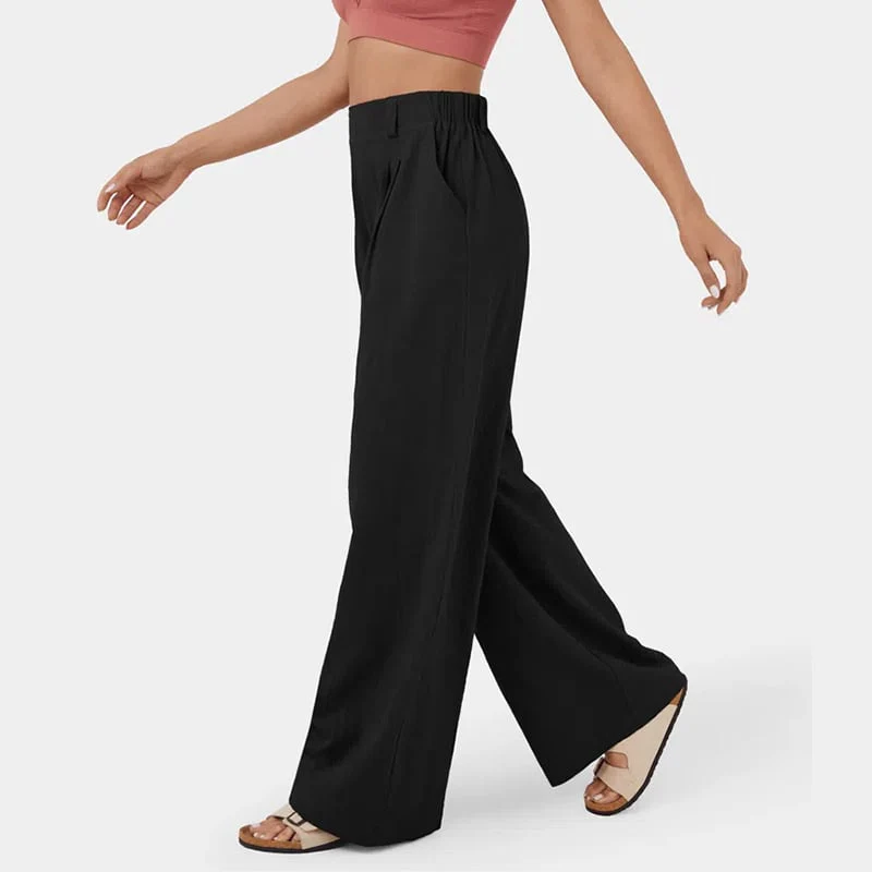 High Waisted Plicated Side Pocket Wide Leg Pants - Image 5