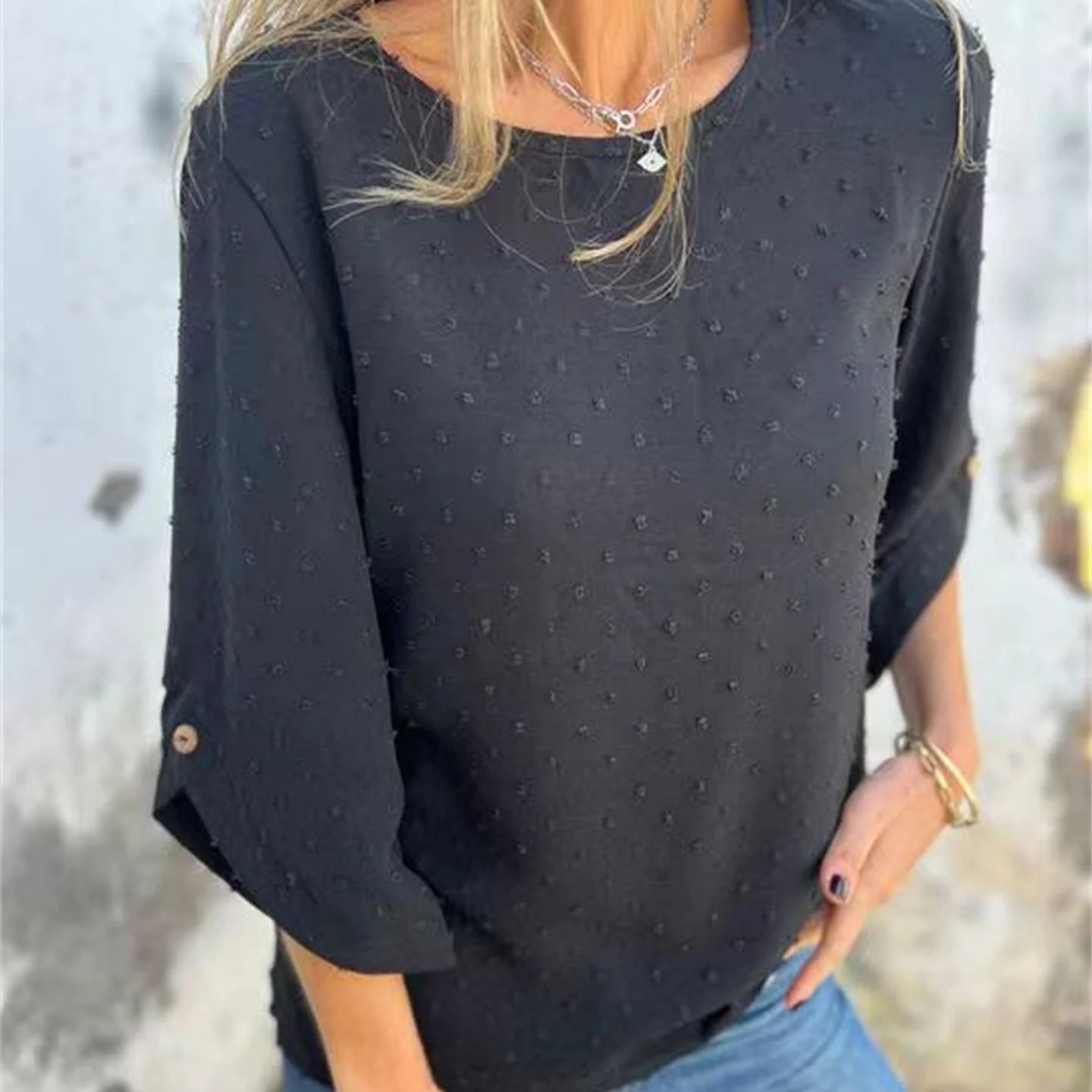 ð¥Women's Casual Round Neck Jacquard Top - Image 3