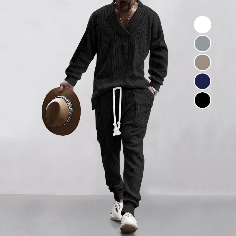 💥Men's 2-Piece V-Neck Baggy Sweatshirt & Joggers Set