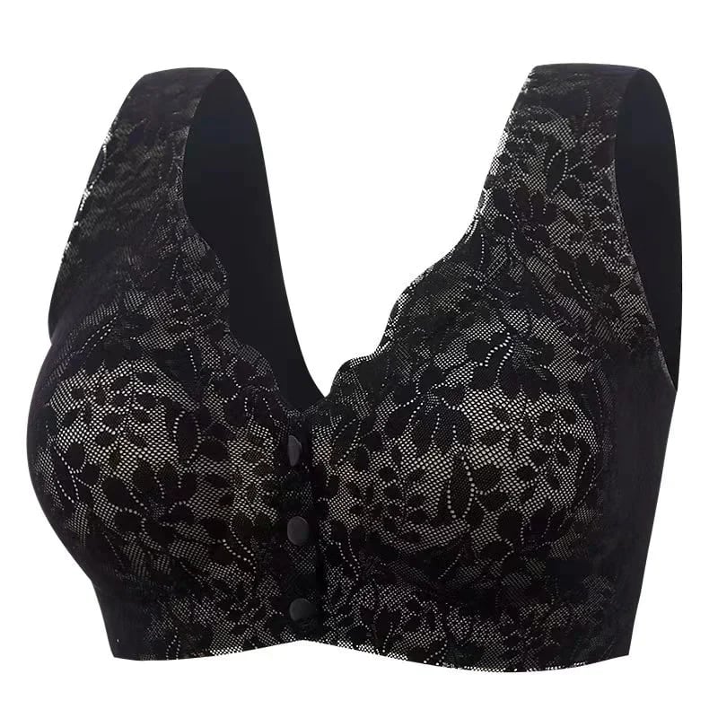 Plus Size Jacquard Lace Button Front Comfy Bra (Four piece set) - Image 11