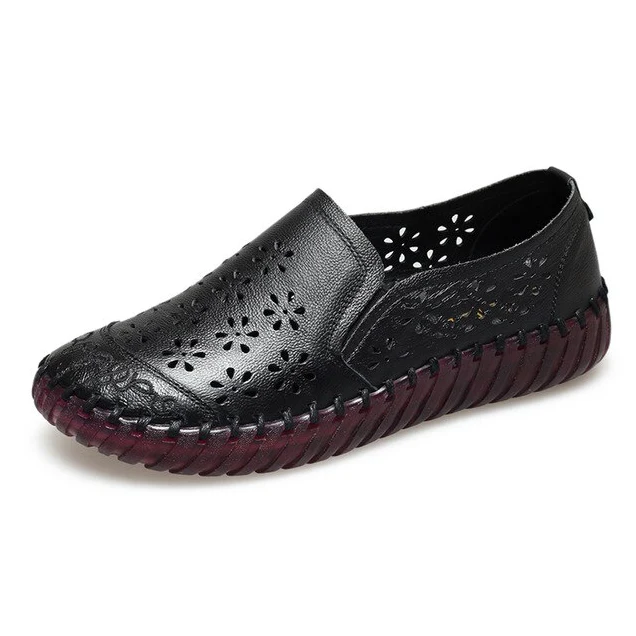 2023 new comfortable soft bottom breathable non-slip engraved retro ladies leather shoes - Image 6
