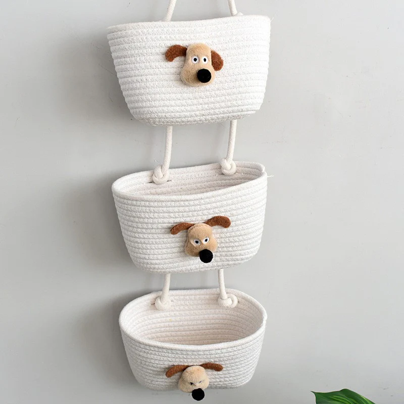 living room bedroom entryway Over The Door Hanging Basket Boho Woven Over-Door Storage Organizer – 3-Tier Cotton Hanging Baskets - Image 29