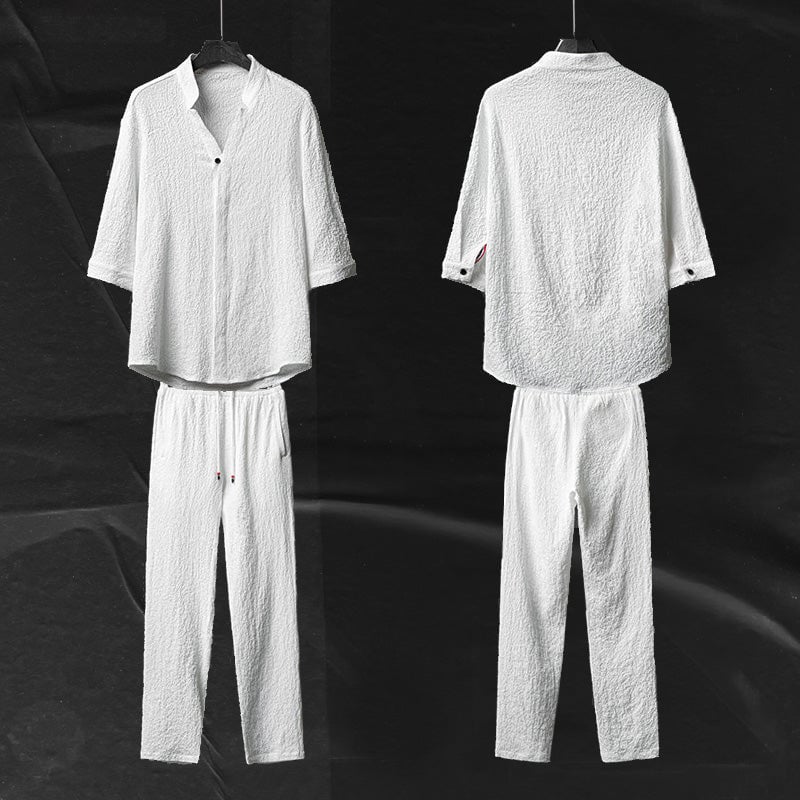 Men's 2 Pieces Linen Set Summer Outfits - Image 7