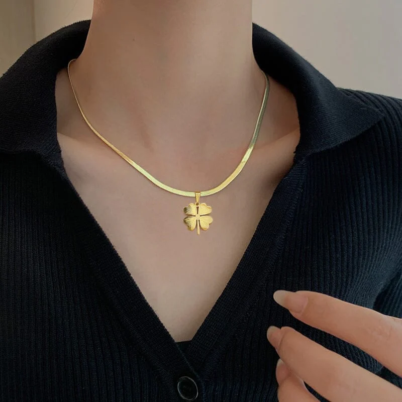 Gold Plated Lucky Clover Necklace - Image 7