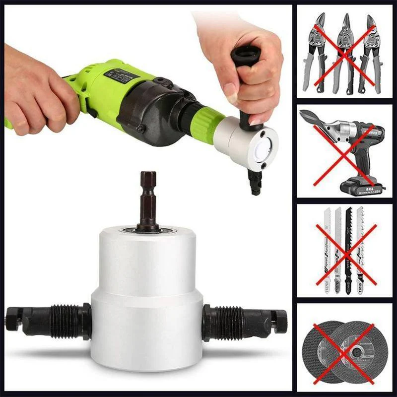 Nibbler Cutter Drill Attachment Double Head Metal Sheet - Image 2