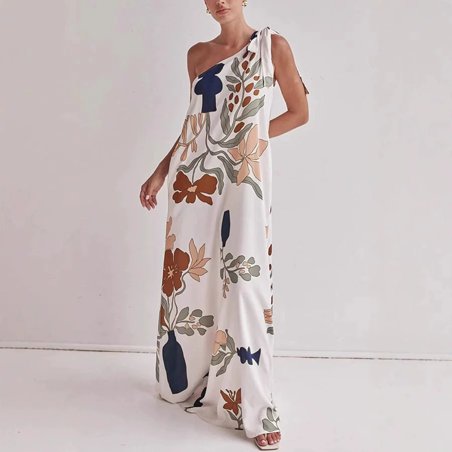 Printed One-Shoulder Maxi Dress - Image 2