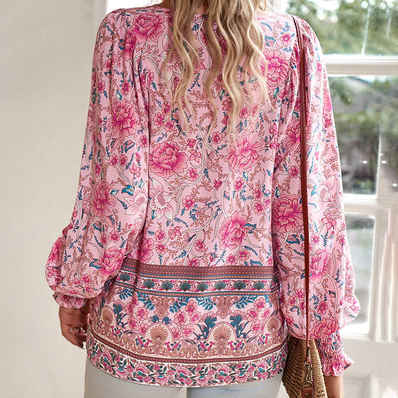 💖2025 New Products💖Women's Fashion Printed v-Neck Long Sleeve Shirt - Buy two and get free shipping! - Image 3
