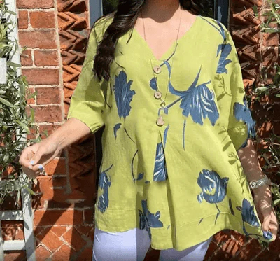 💕Muttertag Hot Sale 49% OFF🌷Tunika Top mit bedrucktem V-Ausschnitt🌷