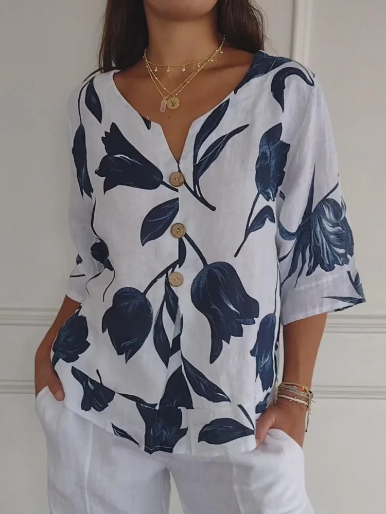💕Muttertag Hot Sale 49% OFF🌷Tunika Top mit bedrucktem V-Ausschnitt🌷 - Image 6