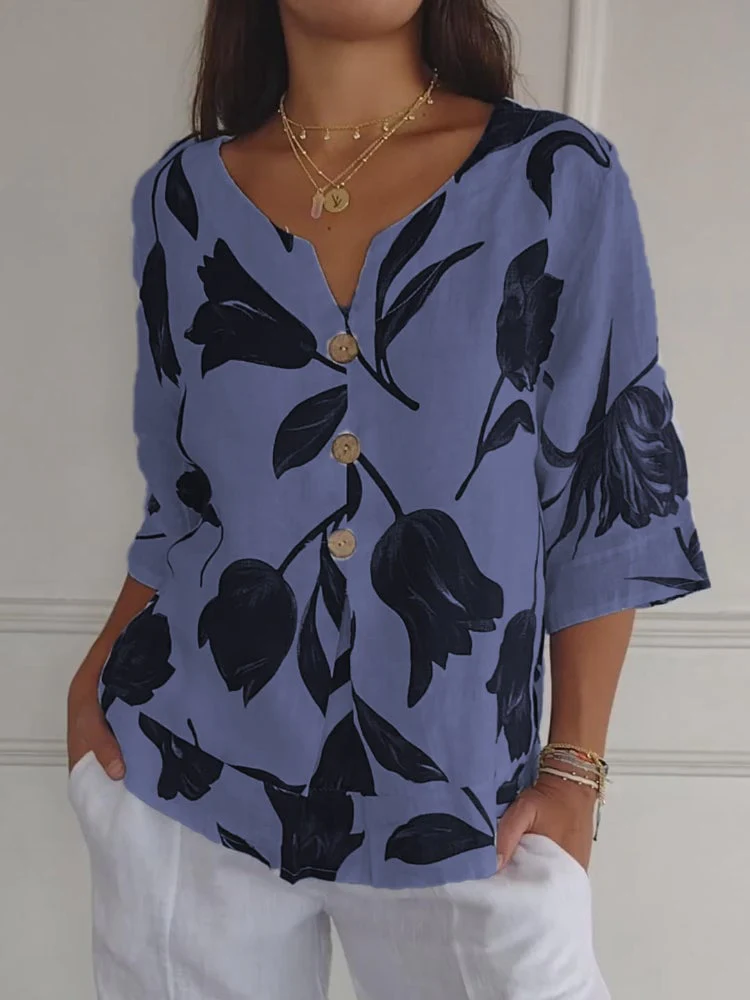 💕Muttertag Hot Sale 49% OFF🌷Tunika Top mit bedrucktem V-Ausschnitt🌷 - Image 8
