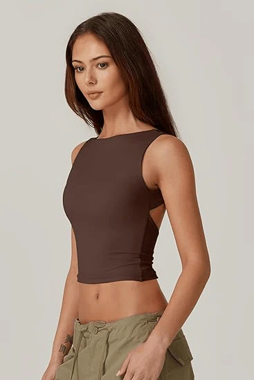 Women's Sexy Open Back Sleeveless Crop Tank - Image 10