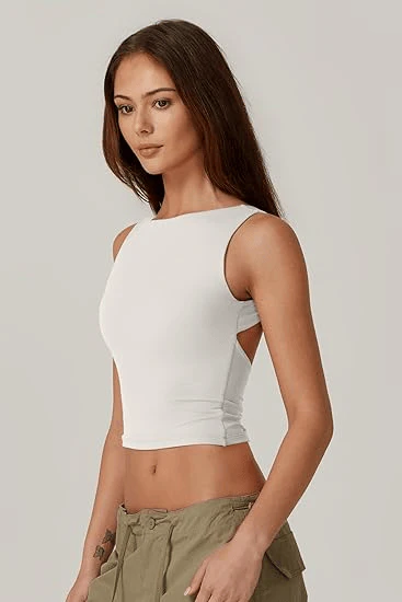 Women's Sexy Open Back Sleeveless Crop Tank - Image 13