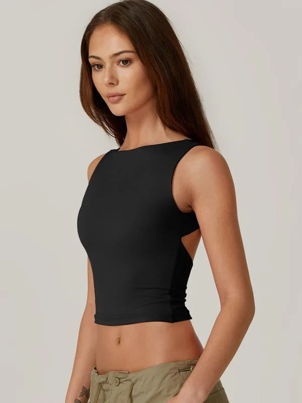 Women's Sexy Open Back Sleeveless Crop Tank - Image 3