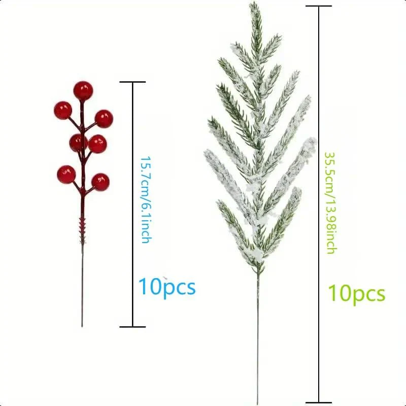Artificial Norfolk Pine Branches with Red Berries - Christmas Greenery That Lasts! - Image 2