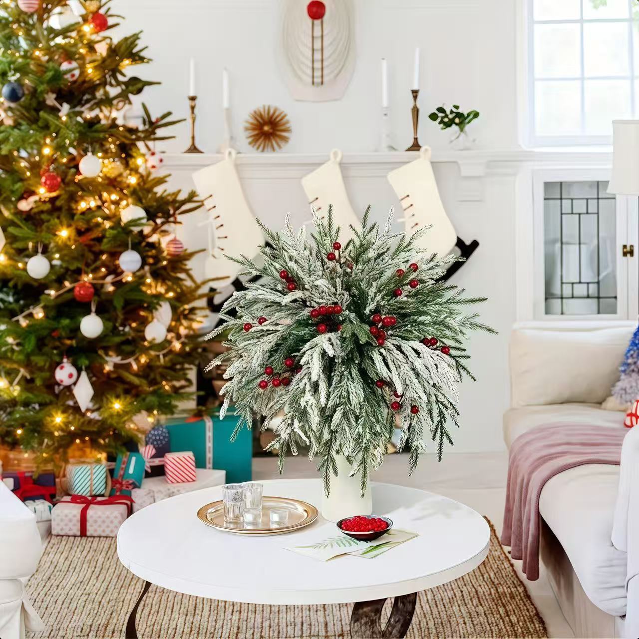 Artificial Norfolk Pine Branches with Red Berries - Christmas Greenery That Lasts! - Image 5