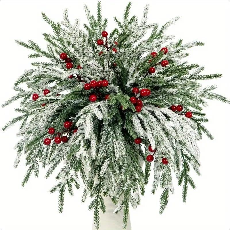 Artificial Norfolk Pine Branches with Red Berries - Christmas Greenery That Lasts! - Image 8