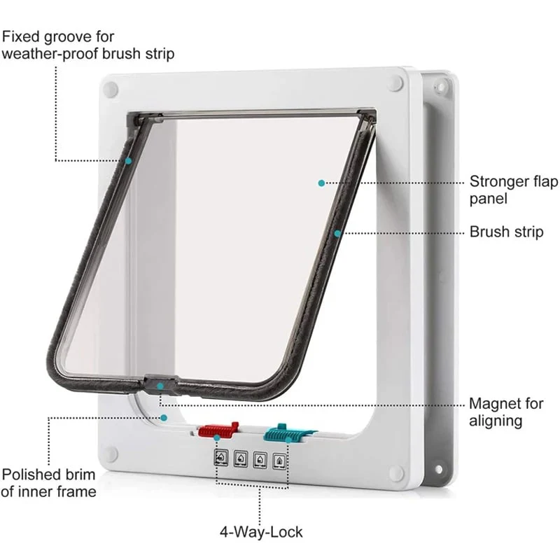 4 Way Security Lock Flap Door - Cat Flap Door for Interior Exterior Door - Image 11