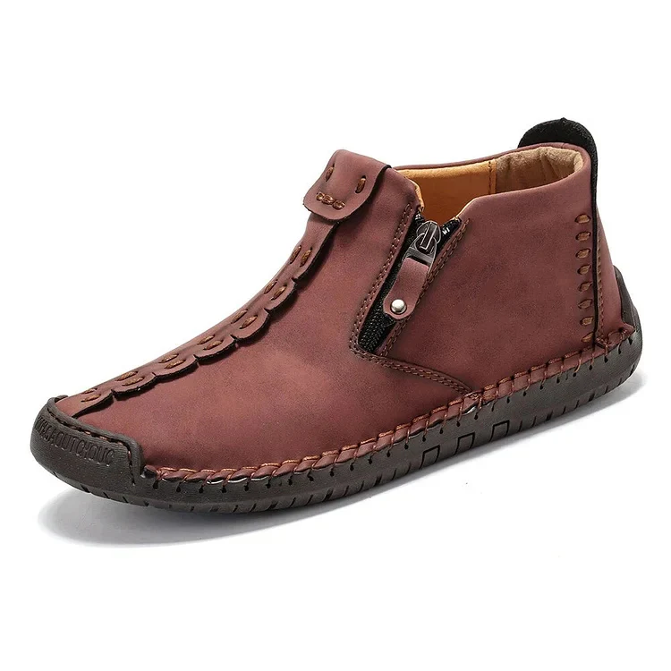 Men's Shoes new large size zipper outdoor leisure hand-sewn tooling boots - Image 9