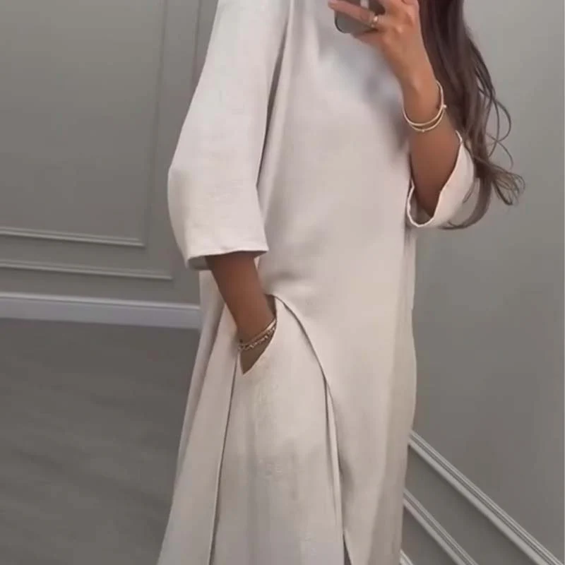 💕Solid Color Irregular Top & Wide-Leg Pants 2-PCS Set - Image 7