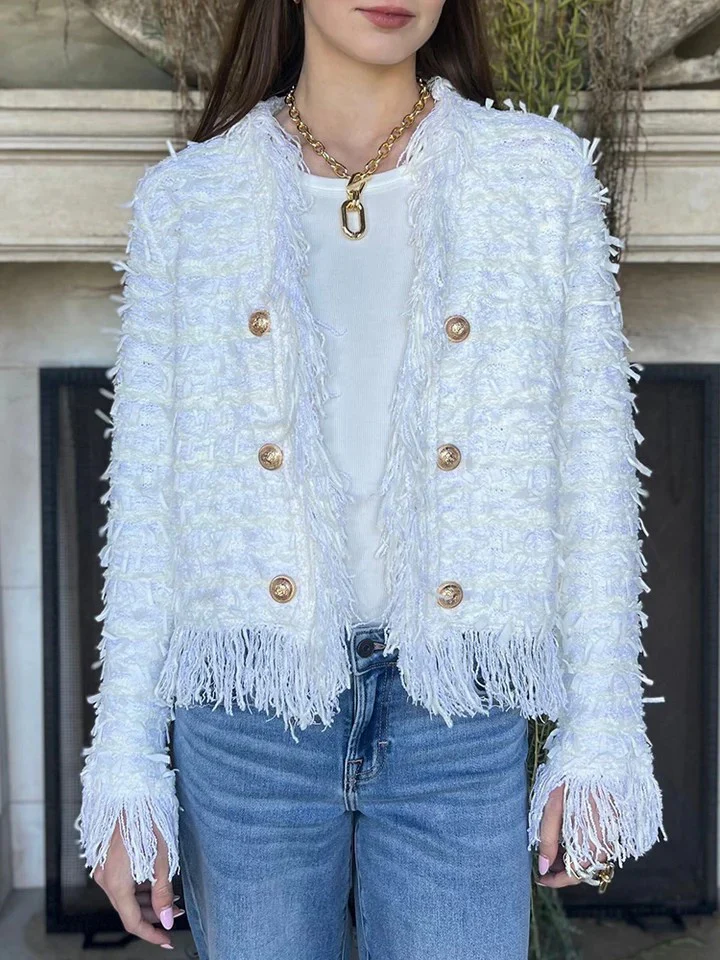 đ Womenâs Fashion Button Tassel Short Coat - Image 10
