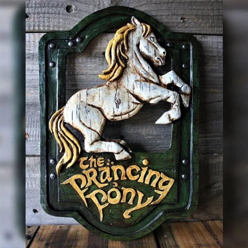 The Prancing Pony & The Green Dragon Pub Signs Set Handmade Bar Style - Image 3