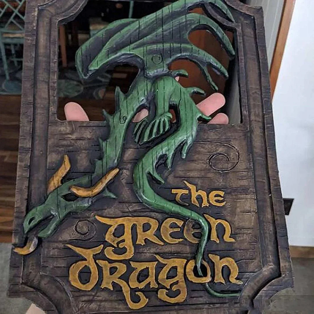The Prancing Pony & The Green Dragon Pub Signs Set Handmade Bar Style - Image 4