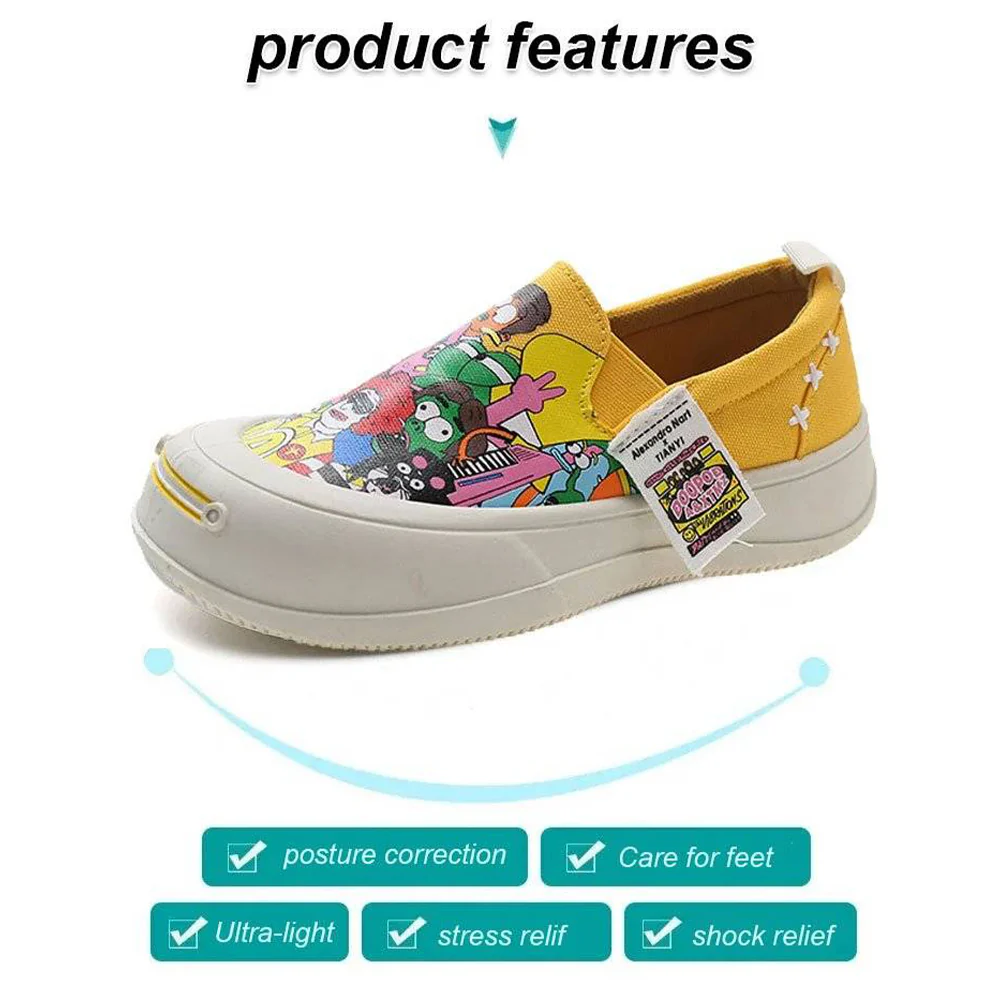 Thick-soled Slip-on Graffiti Canvas Casual Shoes - Image 2