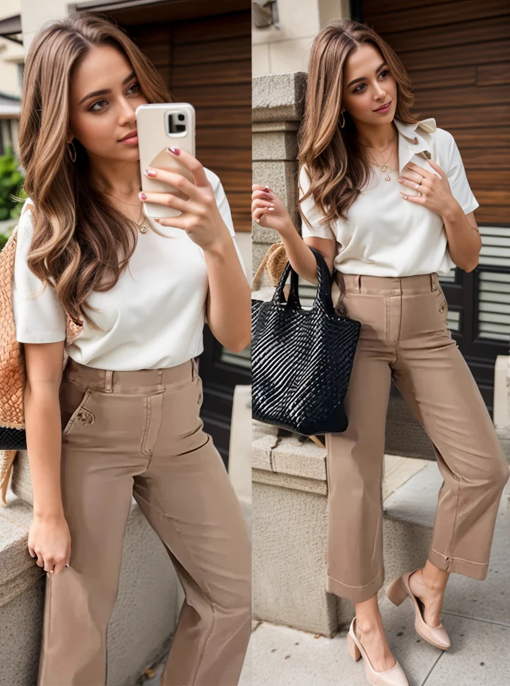 Tummy Control Twill Cropped Wide Leg Pant(Buy 2 Free Shipping) - Image 10
