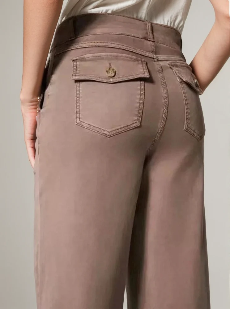 Tummy Control Twill Cropped Wide Leg Pant(Buy 2 Free Shipping) - Image 2