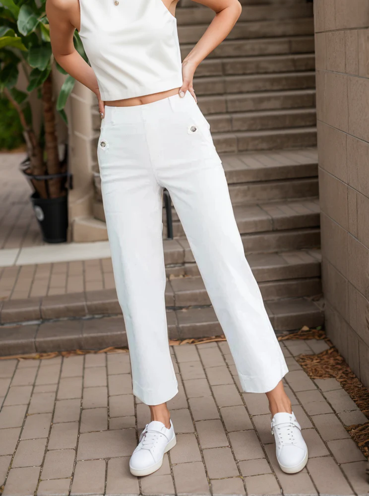 Tummy Control Twill Cropped Wide Leg Pant(Buy 2 Free Shipping) - Image 4