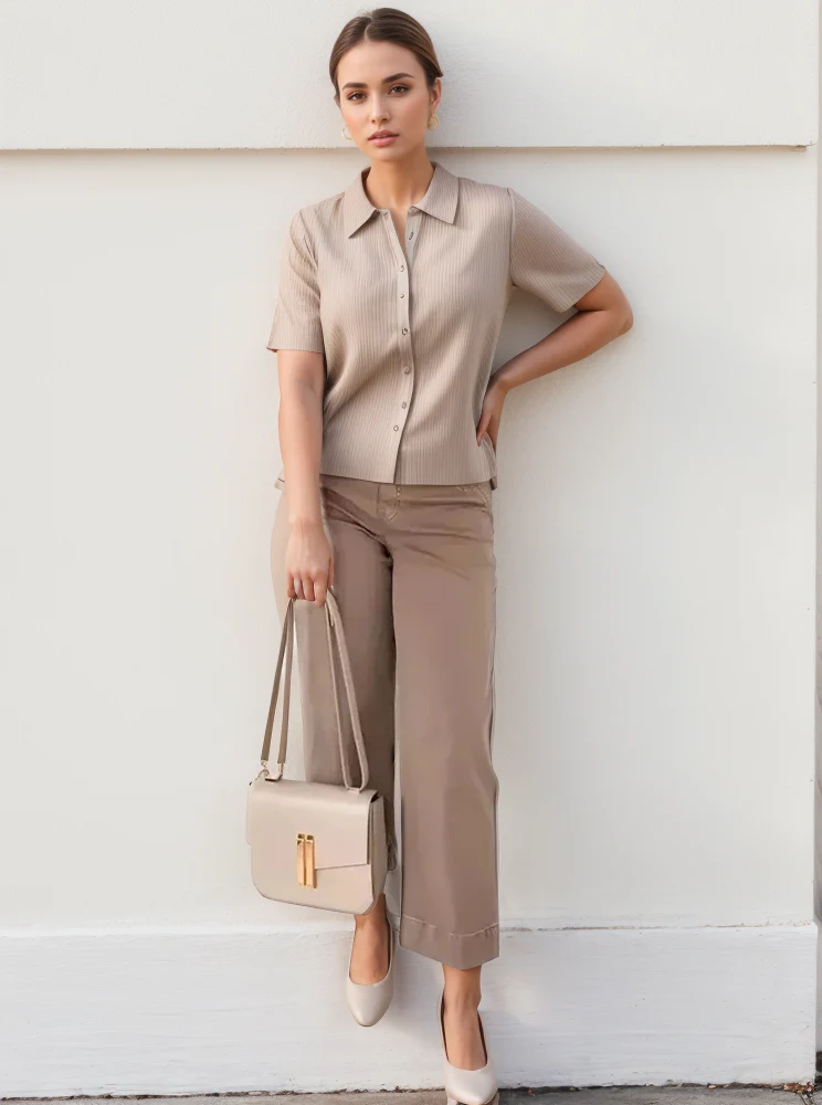 Tummy Control Twill Cropped Wide Leg Pant(Buy 2 Free Shipping) - Image 9