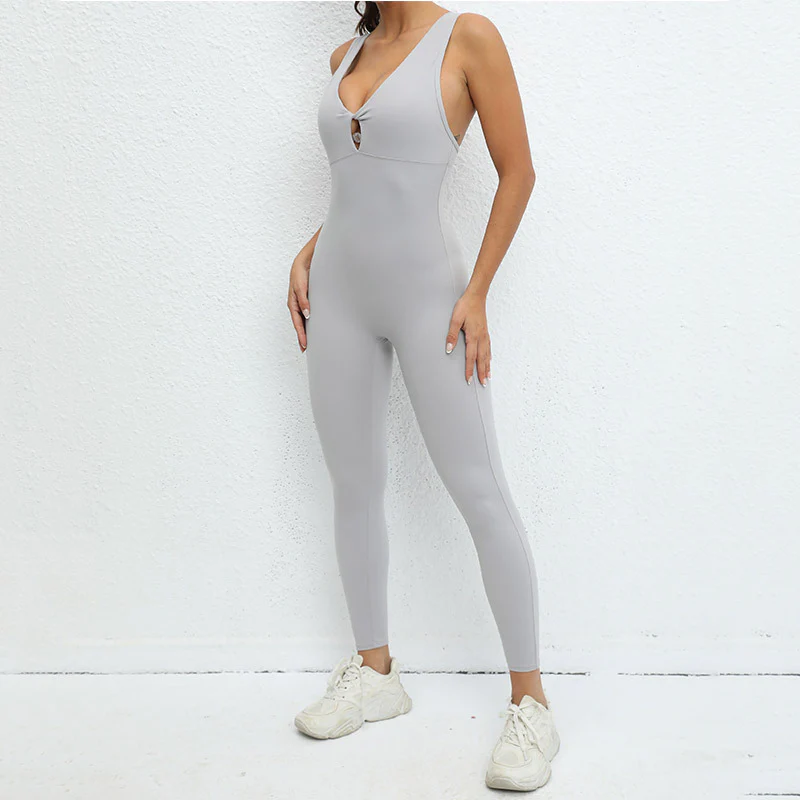 Sleeveless Flare Jumpsuits Sexy Backless Bodycon Scrunch Butt Yoga Rompers Seamless Playsuit - Image 6
