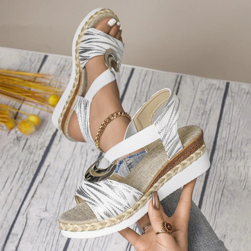 ✨Women's Fashion Open-toe Wedge Sandals with Elastic Strap - Image 8